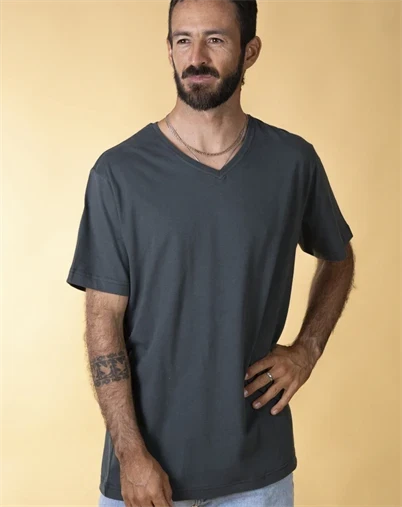 Elsk - V-Neck men's Brushed T-Shirt - Stone Green 